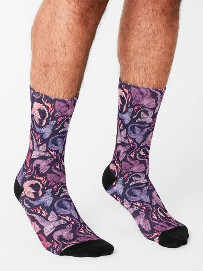 Dragon fire dark pink & purple Socks