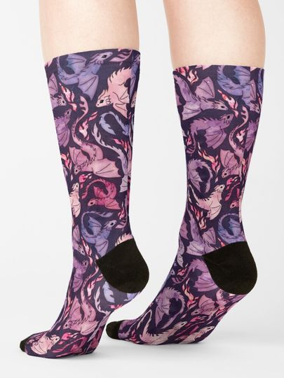 Dragon fire dark pink & purple Socks