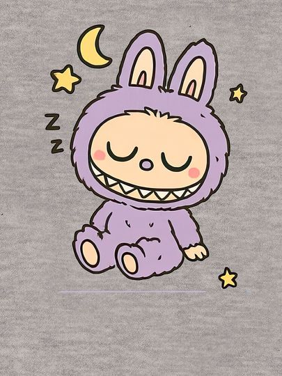 Sleeping Purple Labubu Under Moon and Stars Lightweight Hoodie