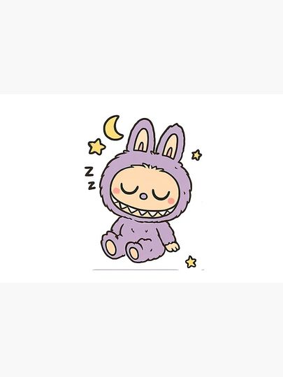 Sleeping Purple Labubu Under Moon and Stars Bath Mat, For Bathroom, For Kitchen