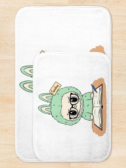 Studious Labubu with Glasses and Notebook Bath Mat, For Bathroom, For Kitchen