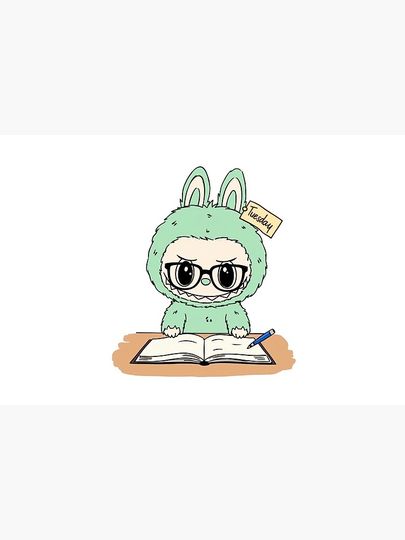 Studious Labubu with Glasses and Notebook Bath Mat, For Bathroom, For Kitchen