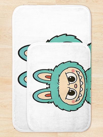 Angry Green Labubu Character Illustration Bath Mat, For Bathroom, For Kitchen