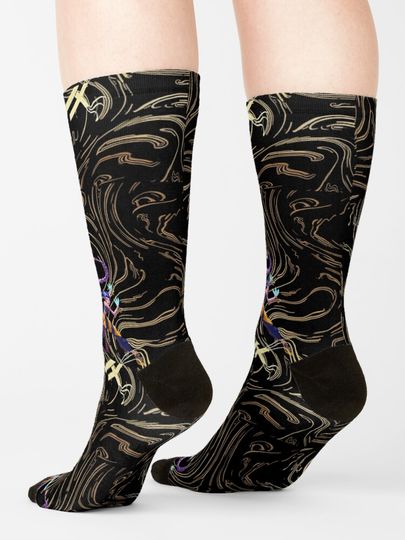Huntrix gathered painting demon hunters golden flow Socks