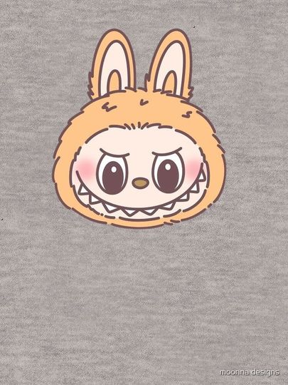 Cute Orange Labubu Head Lightweight Hoodie