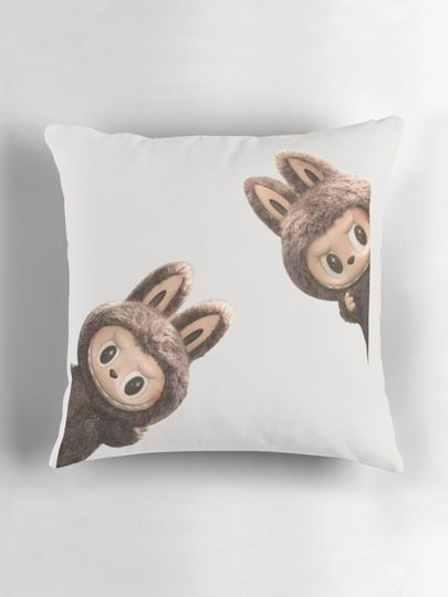 Brown Labubus Peaking  Pillow, Cute Labubu Pillows Gift, Gift for Fan