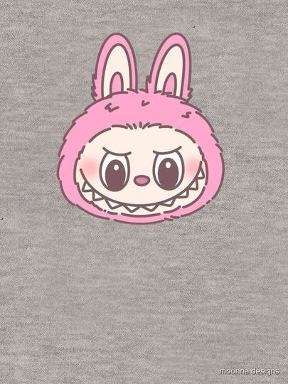 Cute Pastel Pink Labubu Head Lightweight Hoodie