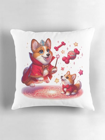 Corgi Avenger Wanda Corgi: Canine Witchcraft and Mystical Power Pillow