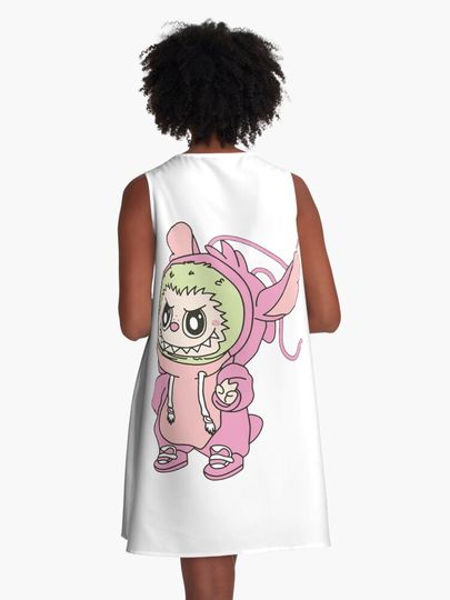 Labubu design (pink) A-Line Dress, Gift for Her