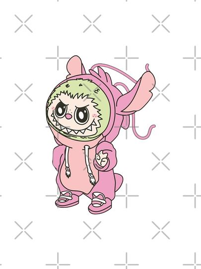 Labubu design (pink) A-Line Dress, Gift for Her