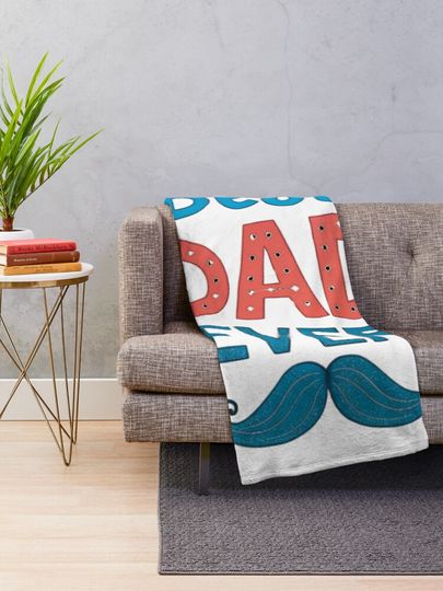 Best Dad Ever Stars & Mustache - Fun Father's Day Gift Throw Blanket