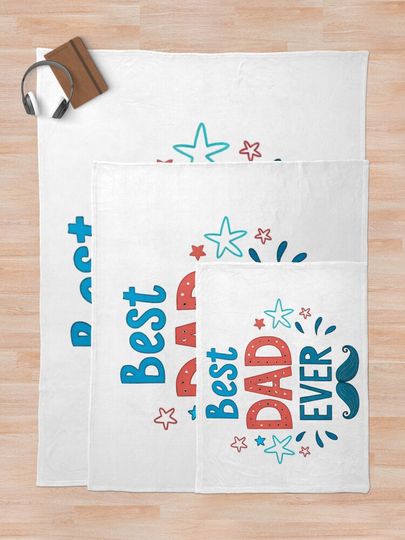 Best Dad Ever Stars & Mustache - Fun Father's Day Gift Throw Blanket