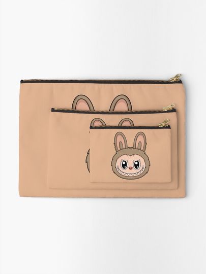 Labubu Brown Cute Character Zipper Pouch, Cute Bags Gift, Gift for Fan