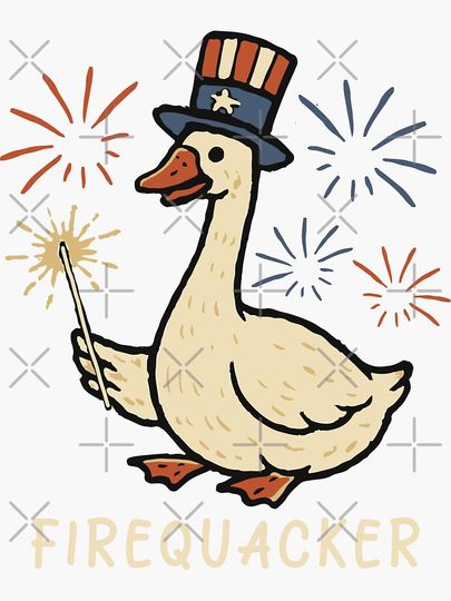 Firequacker 4th of July Goose Sticker