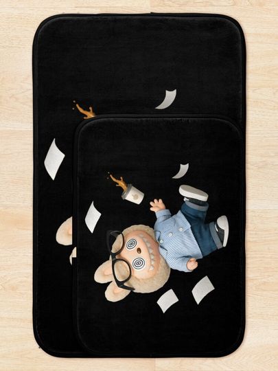 Labubu Office Coffee Chaos Costume Live Bath Mat, For Bathroom, For Kitchen