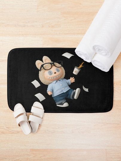 Labubu Office Coffee Chaos Costume Live Bath Mat, For Bathroom, For Kitchen