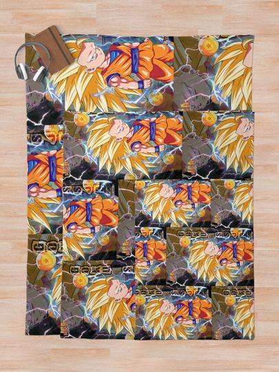 Goku SSJ3 Poster version Throw Blanket, Gift for Fan, for All Age