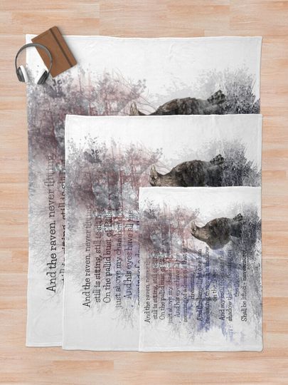 Edgar Allan Poe Poem The Raven Abstract Art Throw Blanket