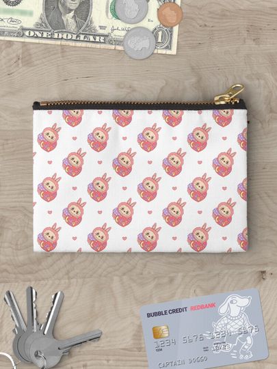 Labubu Pattern - THE MONSTERS Tasty Macarons Vinyl Face - Popmart Zipper Pouch