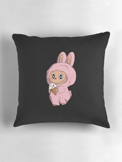 Labubu eating ice cream Pillow, Cute Labubu Pillows Gift, Gift for Fan