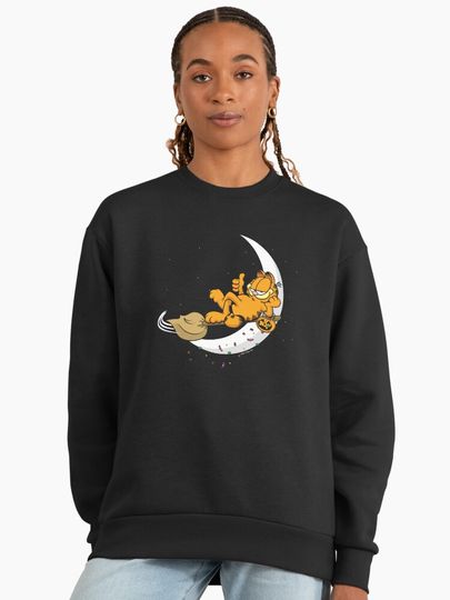Garfield Halloween Crescent Moon Broom Riding Garfield Premium Sweatshirt
