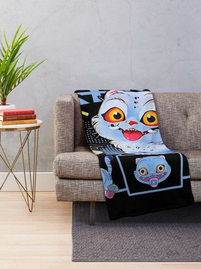 Kpop Cat Funny Cat Retro Style Fleece Blanket