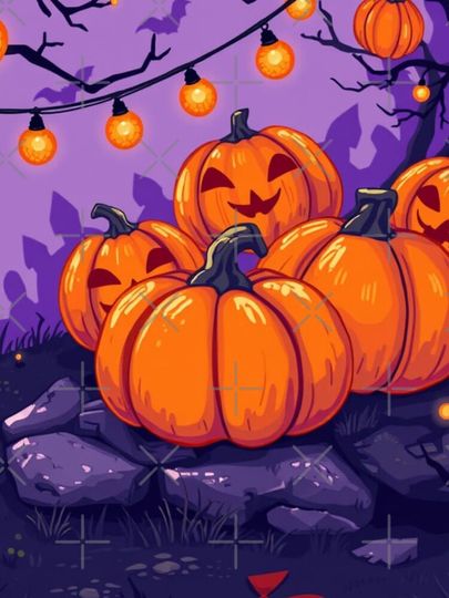 Spooky Halloween Pumpkin Patch – Cute Jack-o’-Lantern Night Scene iPhone Case