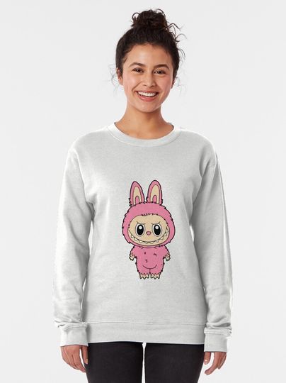 “Pink Bunny Labubu – Sweet Mischief in Soft Style | Cute Monster Character Art” Pullover Sweatshirt