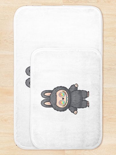 Gray Labubu Toy Bath Mat, For Bathroom, For Kitchen