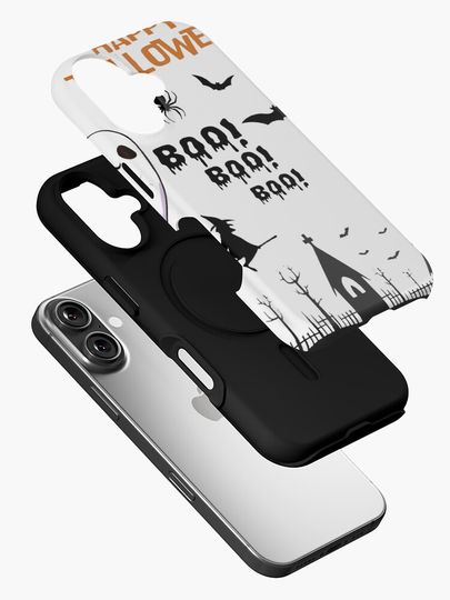Cute Spooky Halloween Ghosts and Bats Design iPhone Case