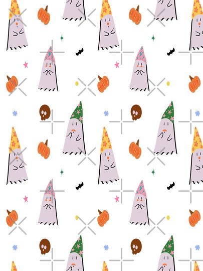 Cute Halloween Ghost Pattern – Kawaii Spooky Ghosts, Pumpkins and Party Hats iPhone Case