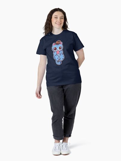 Kawaii Blue Derpy Cat with Halloween Hat Classic T-Shirt