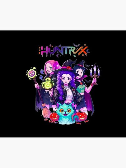 Huntrix KPop Demon Hunters Halloween Witches Throw Blanket