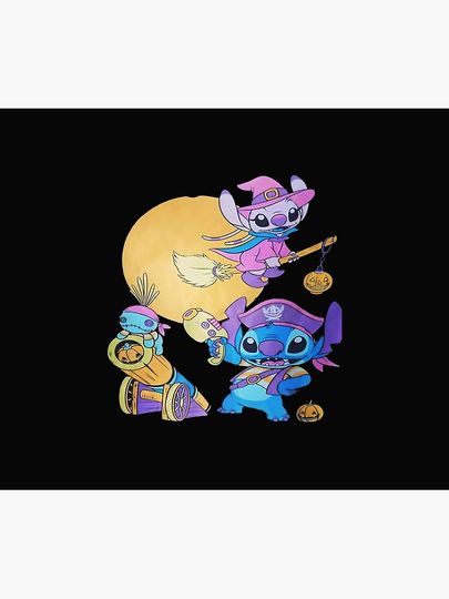 Stitch Halloween Group Costumes | Witch Pirate Pumpkin Cute Design Throw Blanket