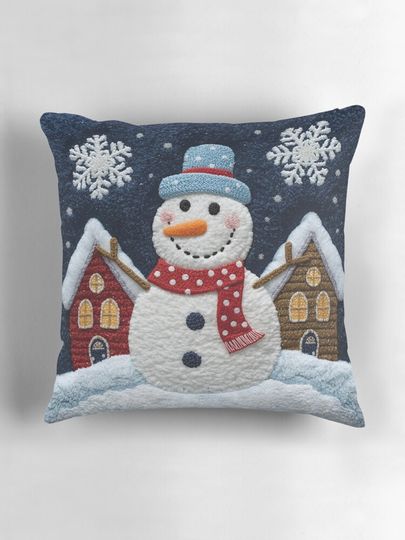 Happy Snowman Pillow