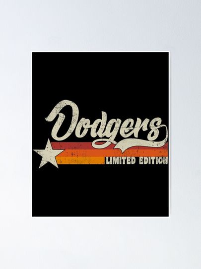 Vintage Dodgers Name Throwback Retro 	 	 	 	 	 		 Poster