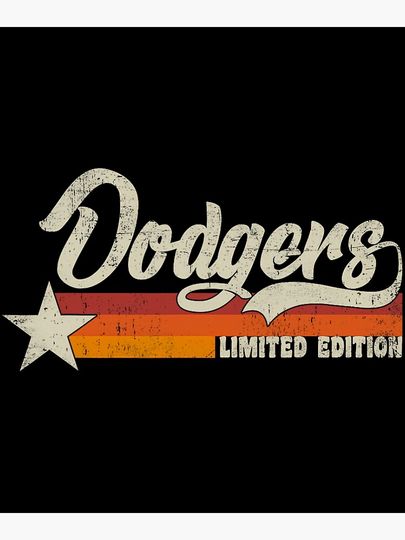 Vintage Dodgers Name Throwback Retro 	 	 	 	 	 		 Poster