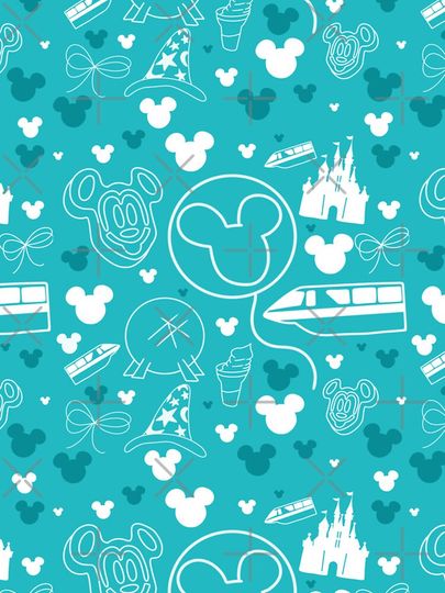 Teal Magical Castle Pattern | Whimsical Disney Park-Inspired Design iPhone Case