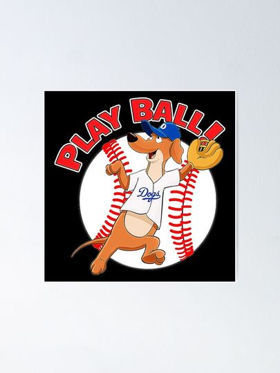 Dodgers Baseball Mascot Dodger Dog Poster