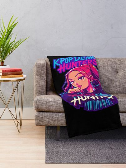 Kpop Demon Hunters Neon Style Fleece Blanket