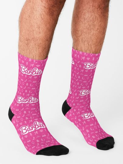 Pink Barbi Logo & Pattern Socks
