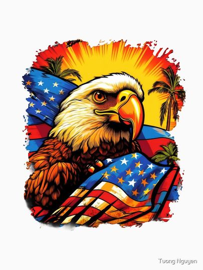 Tropical Parrot with American Flag Racerback Tank Top