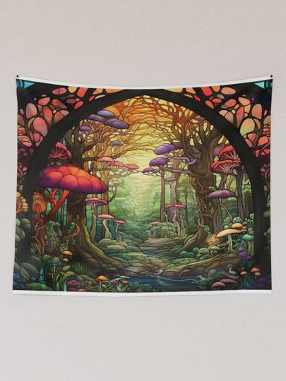 Fantasy Forest Stained Glass Tapestry