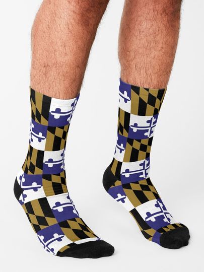 maryland flag baltimore ravens Socks, Gift For Fan