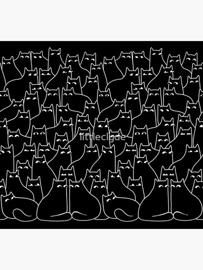 Suspicious Cats (Minimal White Linework Version) Socks