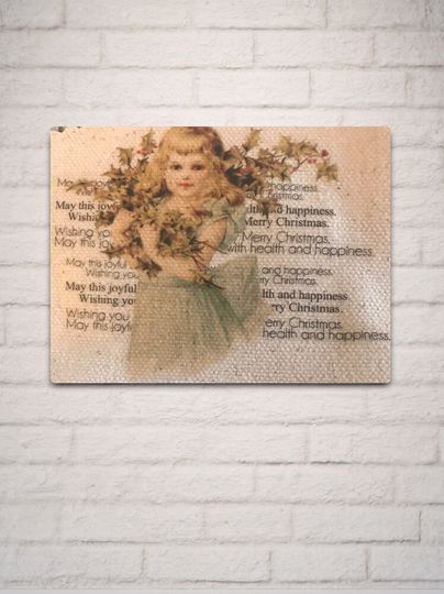 Christmas Angel on raw canvas Metal Print