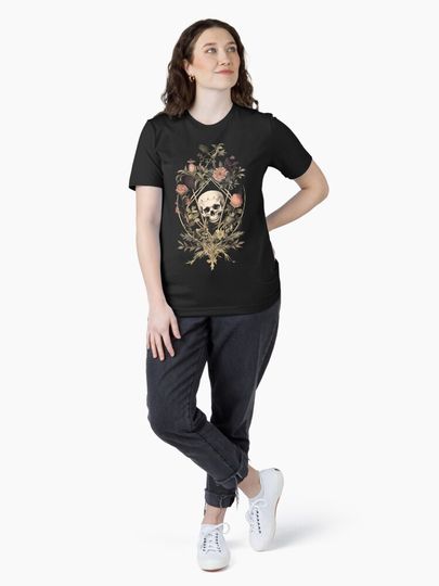 Dark Victorian Skull and Flowers Essential T-Shirt