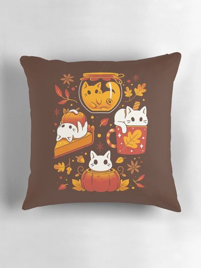 Pumpkin Party Kittens - Fall Cats Pillow