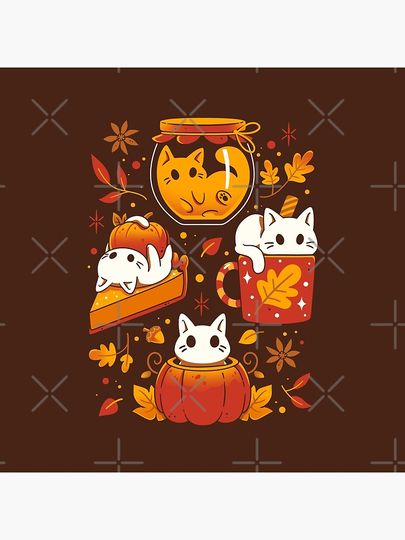 Pumpkin Party Kittens - Fall Cats Pillow