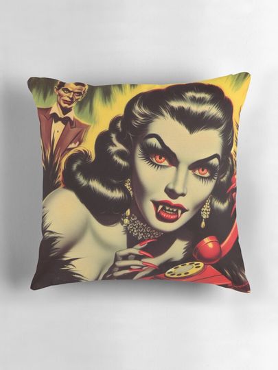 Vintage Vampire Girl Pillow